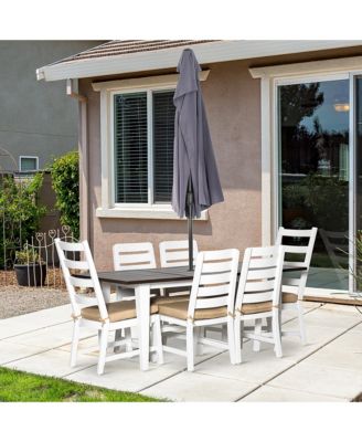 7 Piece Patio Dining Set with Umbrella Hole, Aluminum Outdoor Furniture Set with 6 Chairs and Cushions for Garden, Backyard, or Poolside