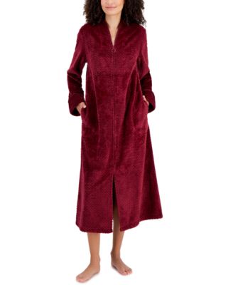 Woman's Plush Zig Zag Zipper Robe, Created for Macy's