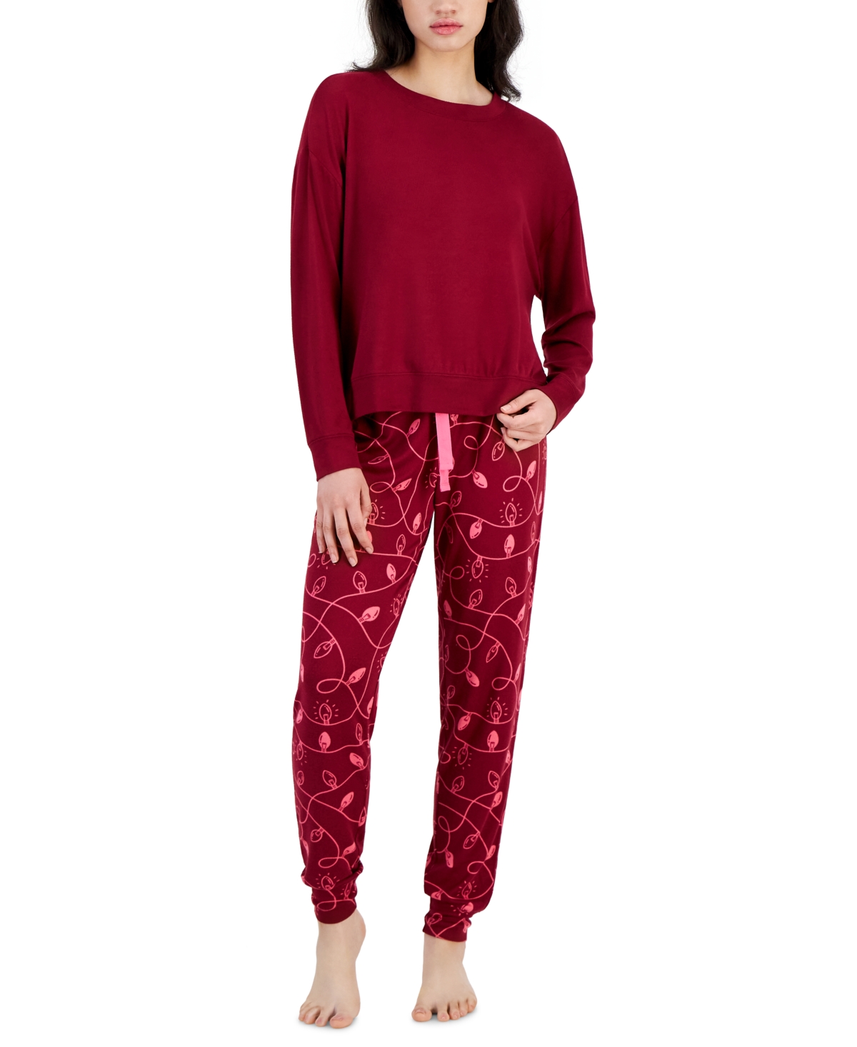 Women's 2-Pc. Long-Sleeve Packaged Pajamas Set, Created for Macy's - Xmas Light Smpl