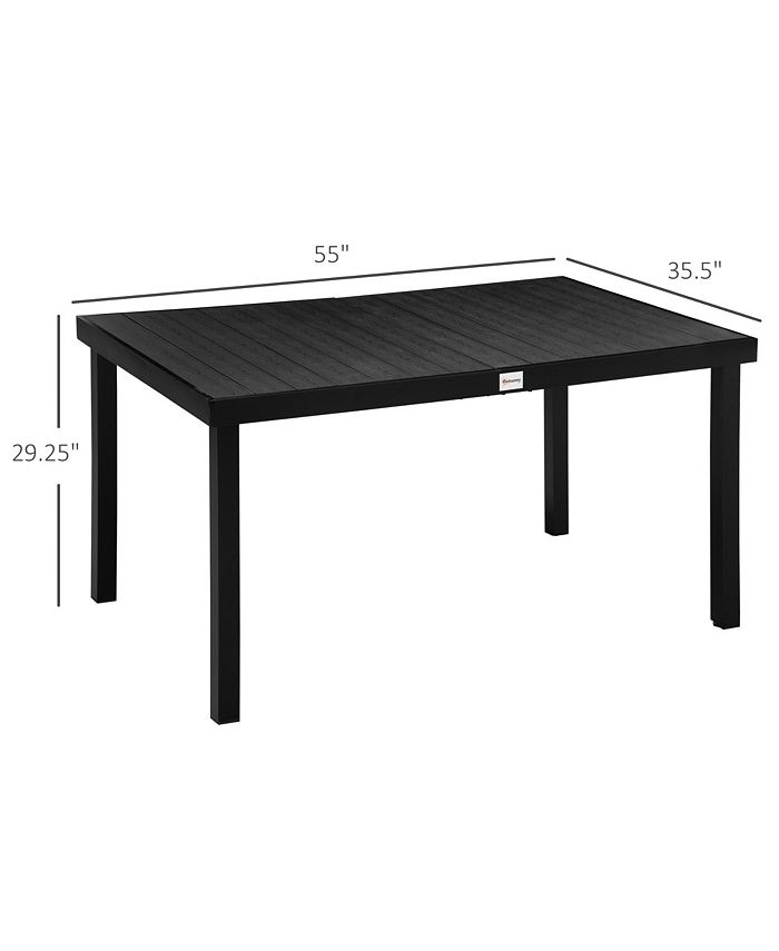 Outsunny Outdoor Dining Table for 6 Person, Rectangular, Aluminum Metal Legs for Garden, Lawn