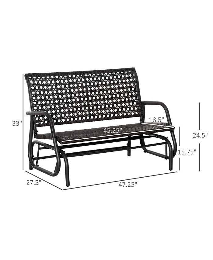 Outsunny 2Person Outdoor Wicker Glider Bench, Patio Garden PE Rattan