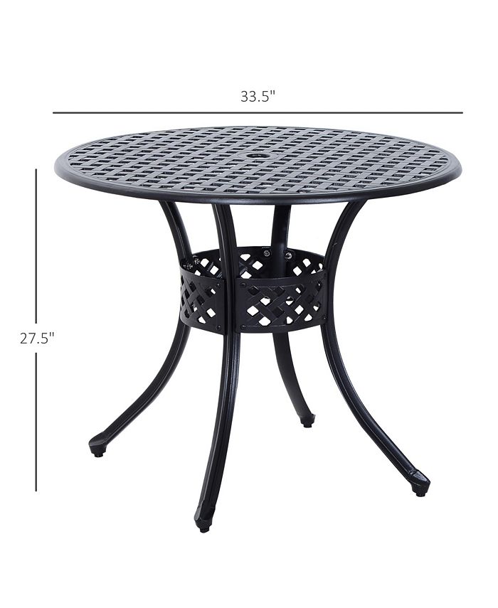Outsunny 33" Patio Dining Table Round Cast Aluminum Outdoor Bistro