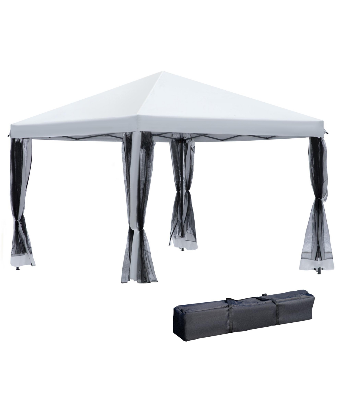 10' x 10' Pop-up Canopy Vendor Tent with Removable Mesh Walls, Easy Setup Design & Travel Bag Included White - White