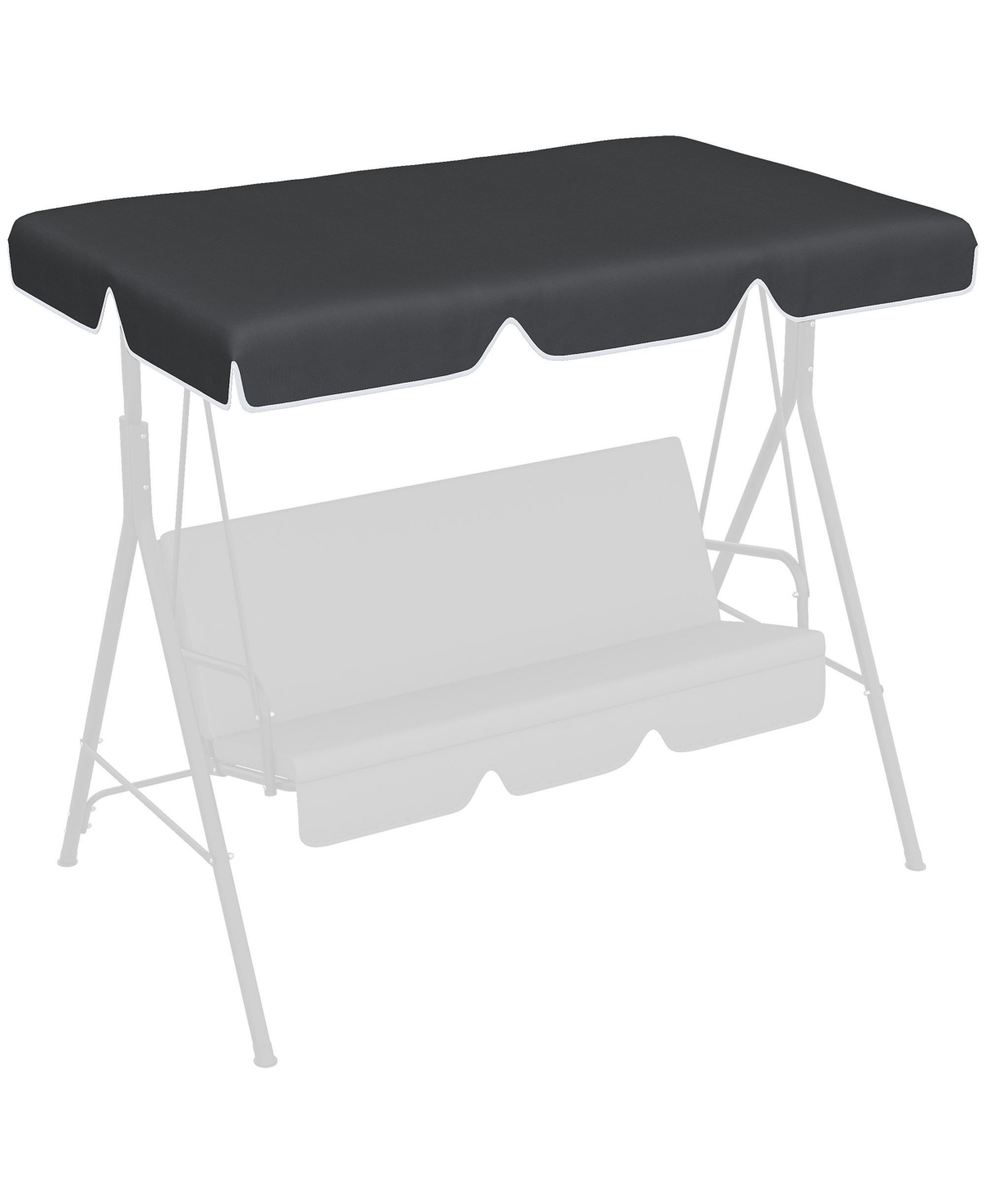 2 Seater Swing Canopy Replacement, Outdoor Swing Seat Top Cover, UV50+ Sun Shade (Canopy Only), Black - Black