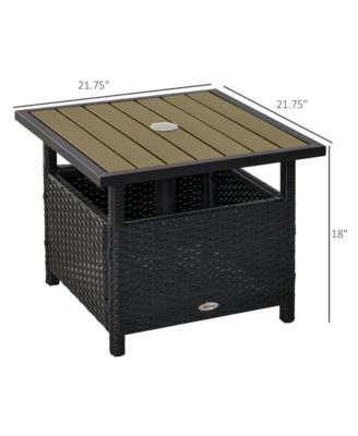 Rat Wicker Outdoor Accent Table Umbrella Sd with Umbrella Insert