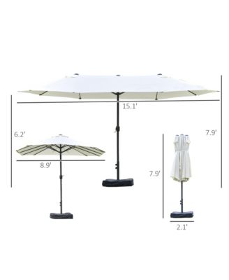 15' Backyard Double-Sided Steel Fabric Market Garden Umbrella
