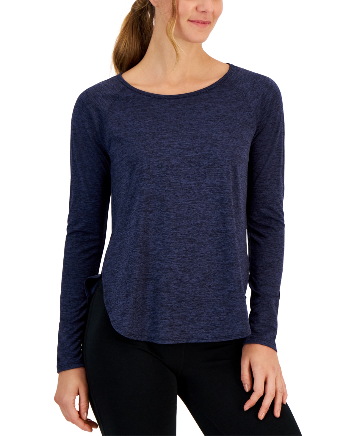 Id Ideology Women's Long-sleeve Performance Top, Created For Macy's In Navy Serenity