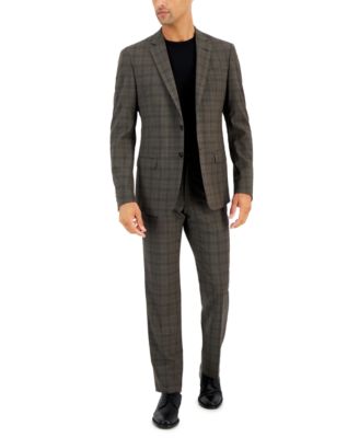 A|X Armani Exchange Armani Exchange Men's Slim-Fit Black Windowpane Wool Suit