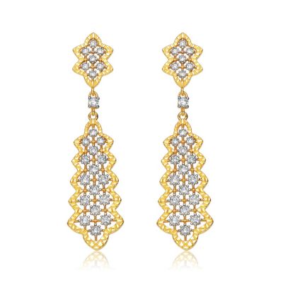 14K Gold Plated Cubic Zirconia Dangle Earrings