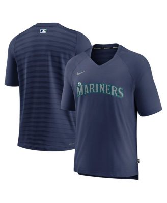 Men's Nike Navy Seattle Mariners Authentic Collection Pregame Raglan Performance V-Neck T-Shirt Size: Small