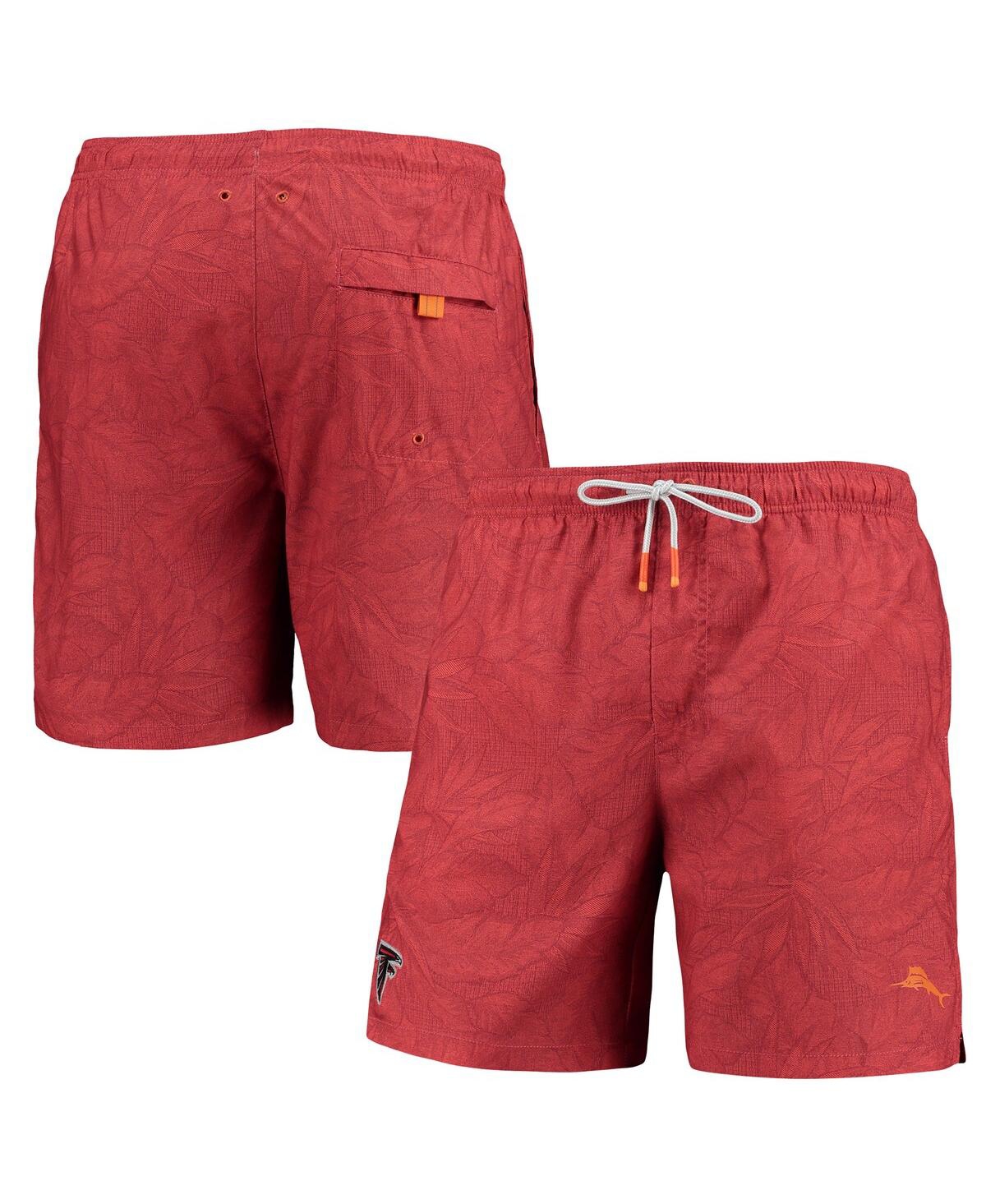TOMMY BAHAMA MEN'S TOMMY BAHAMA RED ATLANTA FALCONS NAPLES LAYERED LEAVES SWIM TRUNKS