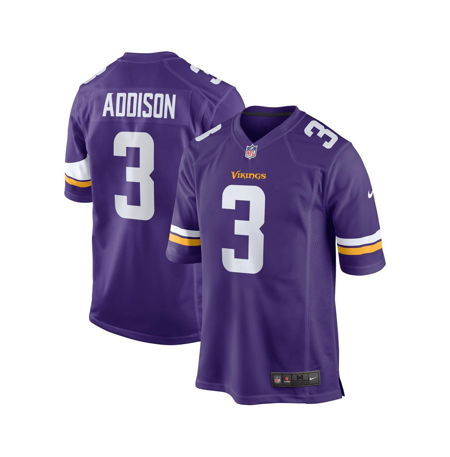 Мужской топ Nike Jordan Addison Purple Minnesota Vikings 2023 NFL Draft First Round Pick Game Jersey — фото 2