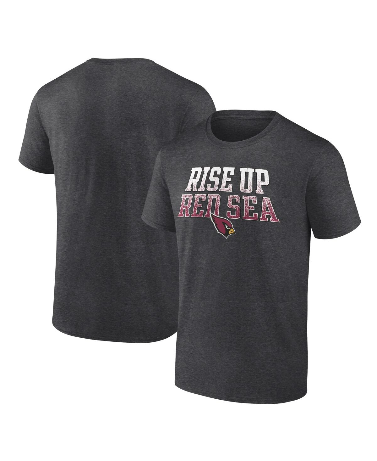 Fanatics Branded Heathered Charcoal Arizona Cardinals Big & Tall Rise Up Red Sea Statement T-shirt In Heathered Charcoal