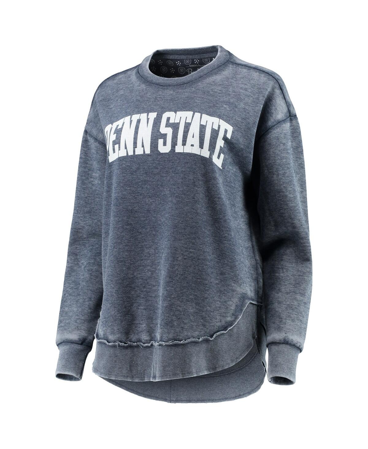 Women's PressboxPenn State Nittany Lions Vintage-Inspired Wash Pullover Sweatshirt - Heathered Navy