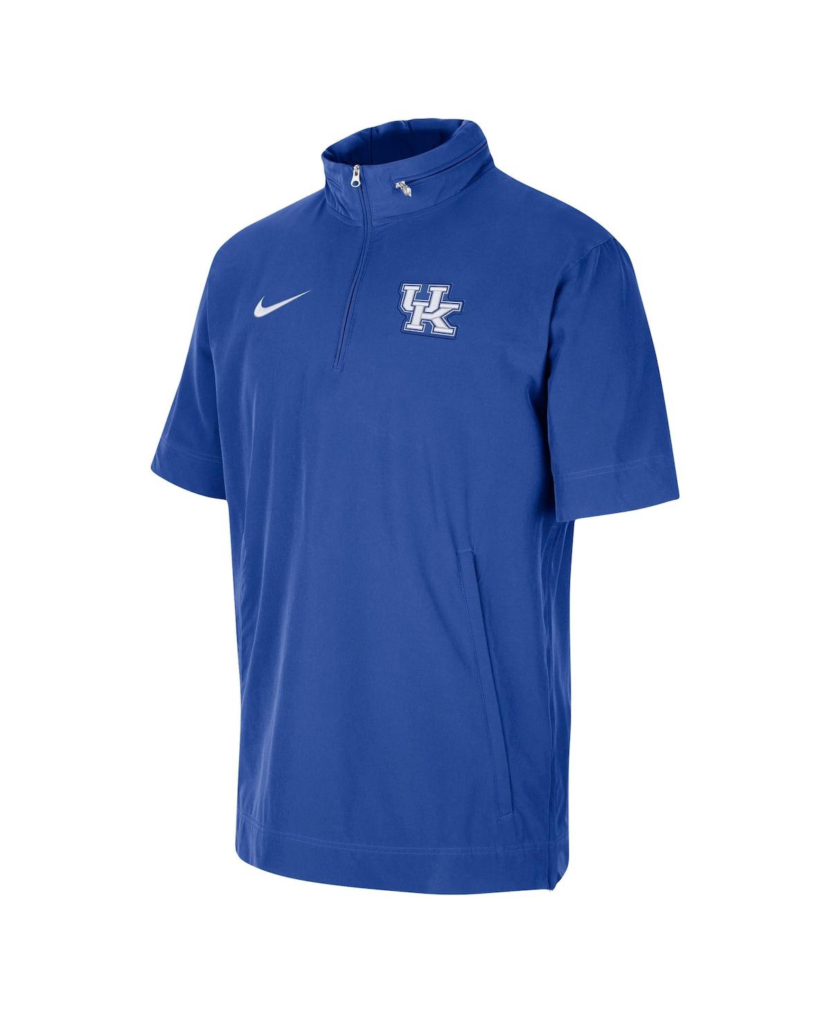 Shop Nike Men's  Royal Kentucky Wildcats Coaches Quarter-zip Short Sleeve Jacket