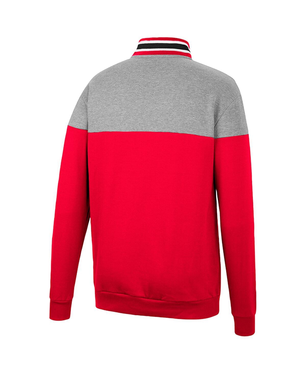 Colosseum Men's  Red, Heather Gray Wisconsin Badgers Be The Ball Quarter-zip Top In Red,heather Gray