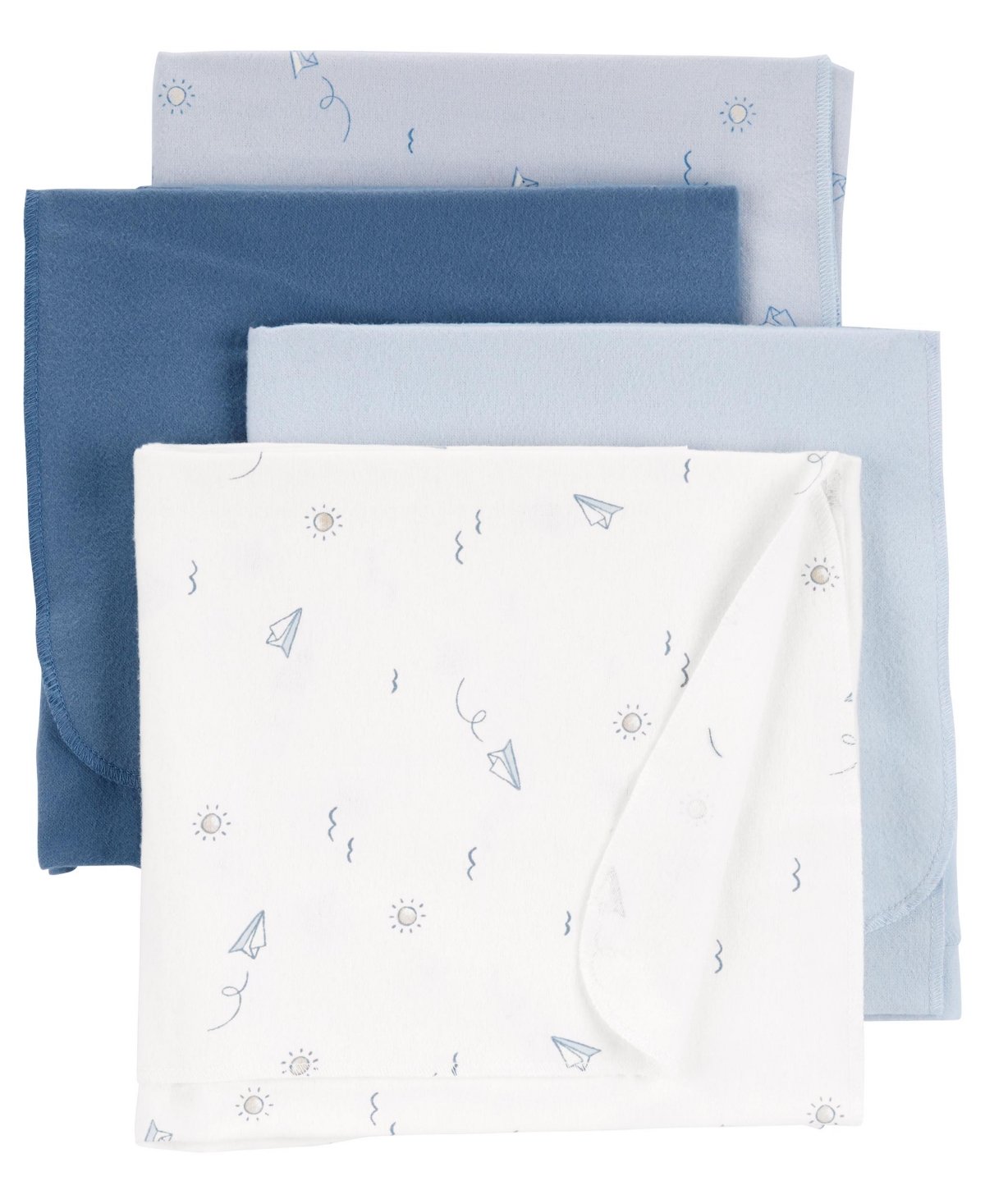 Carter's Baby Boys Receiving Blankets, Pack Of 4 In Blue