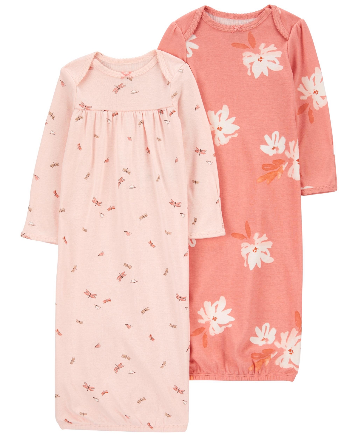 Carter's Baby Girls Sleeper Gowns, Pack Of 2 In Pink