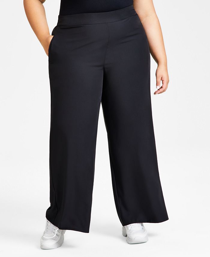Bar III Plus Size High-Rise Wide-Leg Pants, Created for Macy's - Macy's