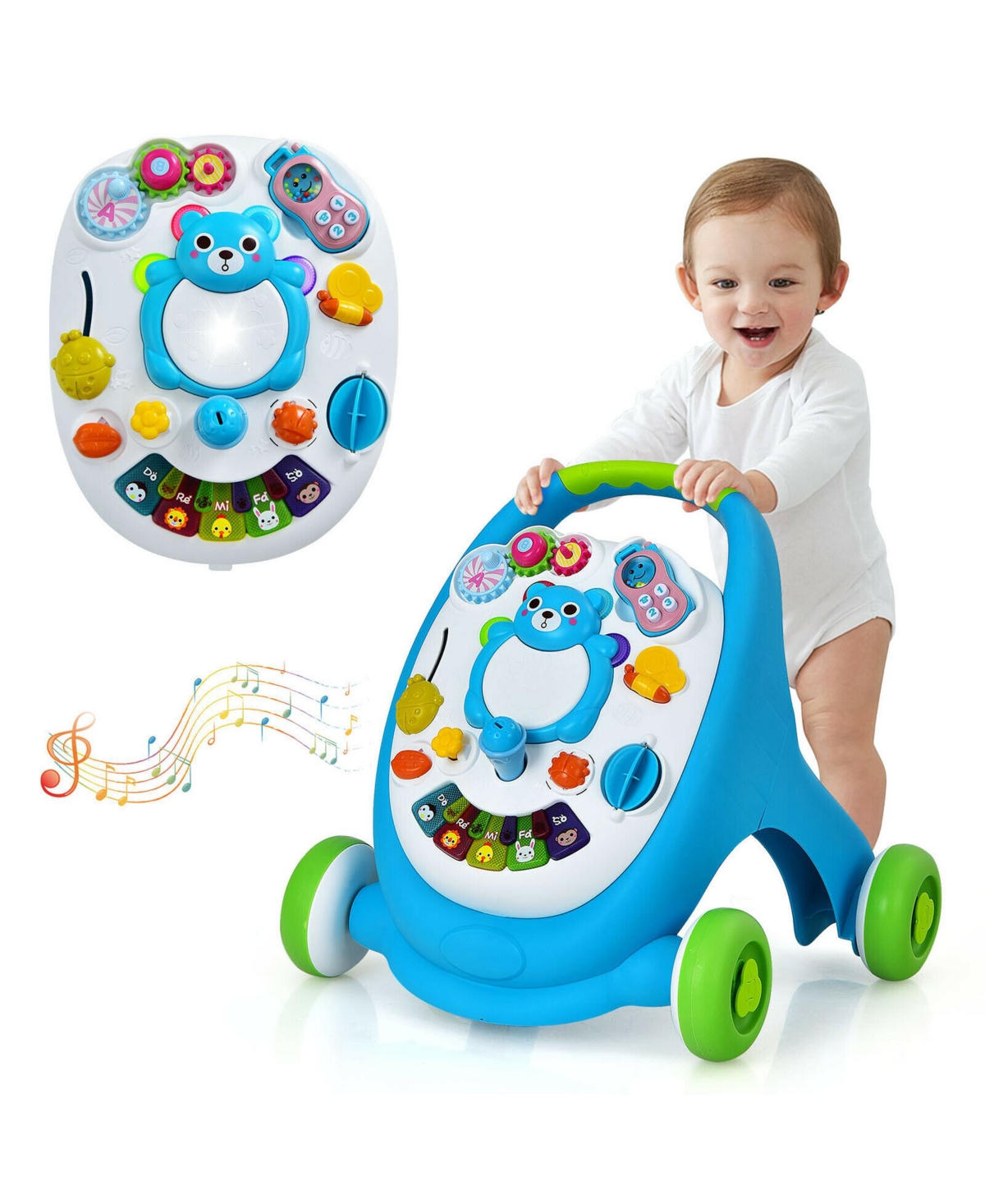 Costway Babies' Sit-to-stand Learning Walker Toddler Push Walking Toy In Blue