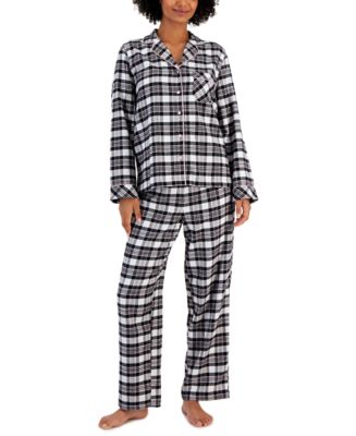 Charter Club Printed Cotton Flannel Pajama Set, Created for Macy's - Macy's