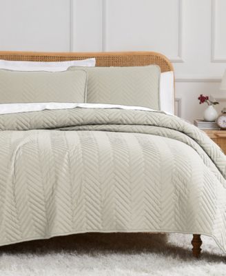 Solid Color Chevron 3-Pc. Quilt Set, Queen