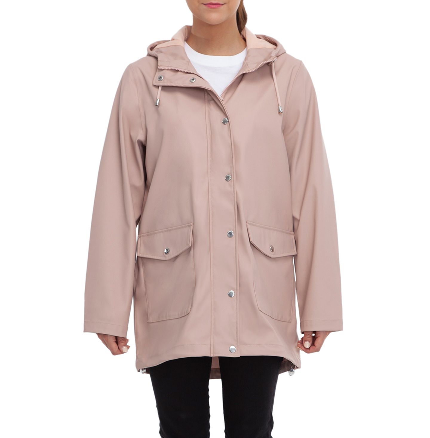 Женская куртка Rokka&Rolla Waterproof Rain Coat Rubberized, цвет: Коралловый персиковый — фото 1