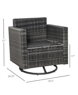 Rattan Wicker Swivel Rocking Chair with Armrest, Soft Thick Cushions, Outdoor Club Chair with Strong Steel Frame for Patio, Lawn, Garden, Yard, Cream White