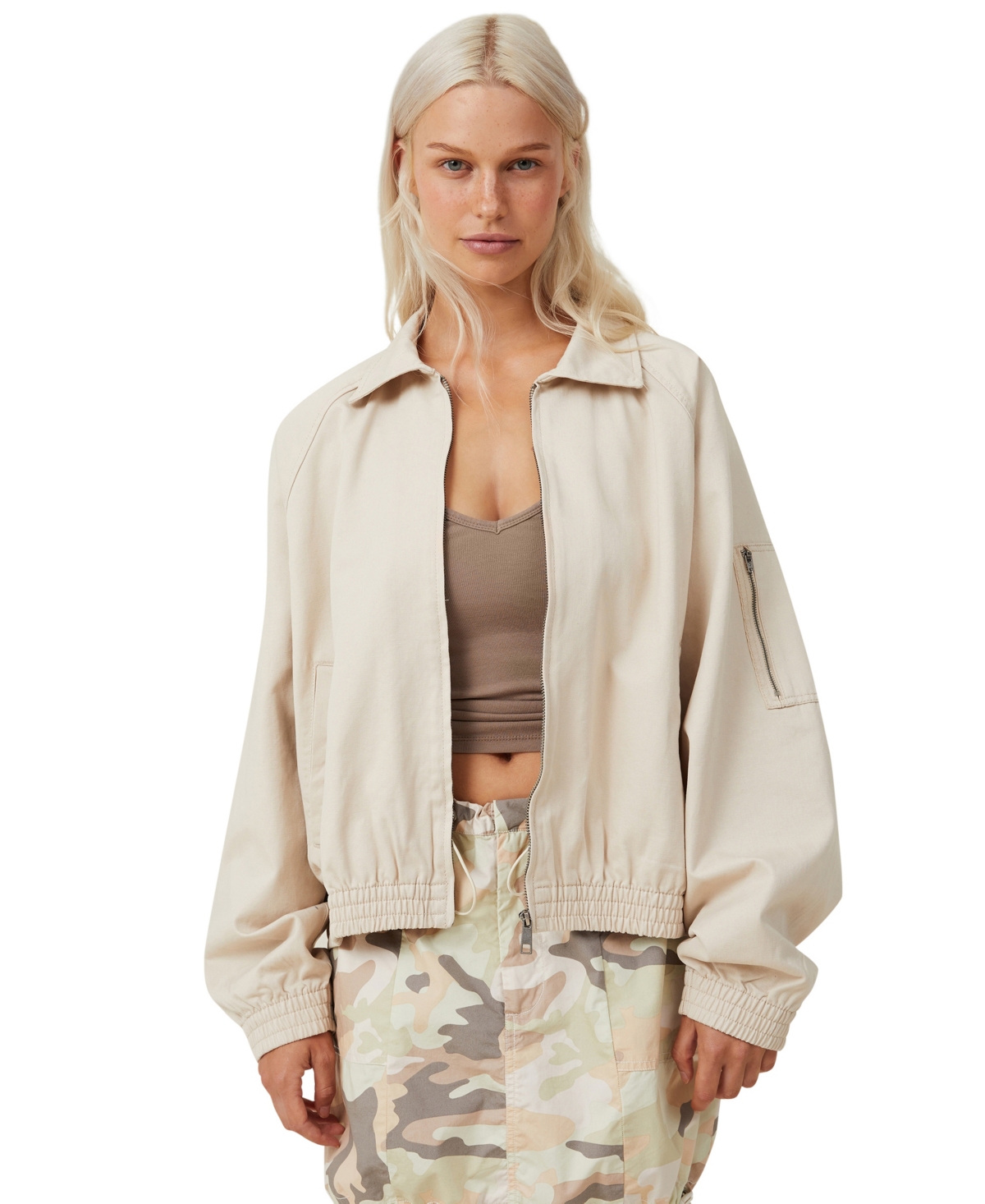 Cotton On Women's Light Weight Coach Zip Collar Jacket In Stone