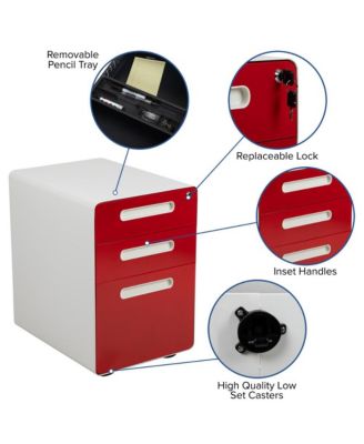 Ergonomic 3-Drawer Mobile Locking Filing Cabinet Storage Organizer