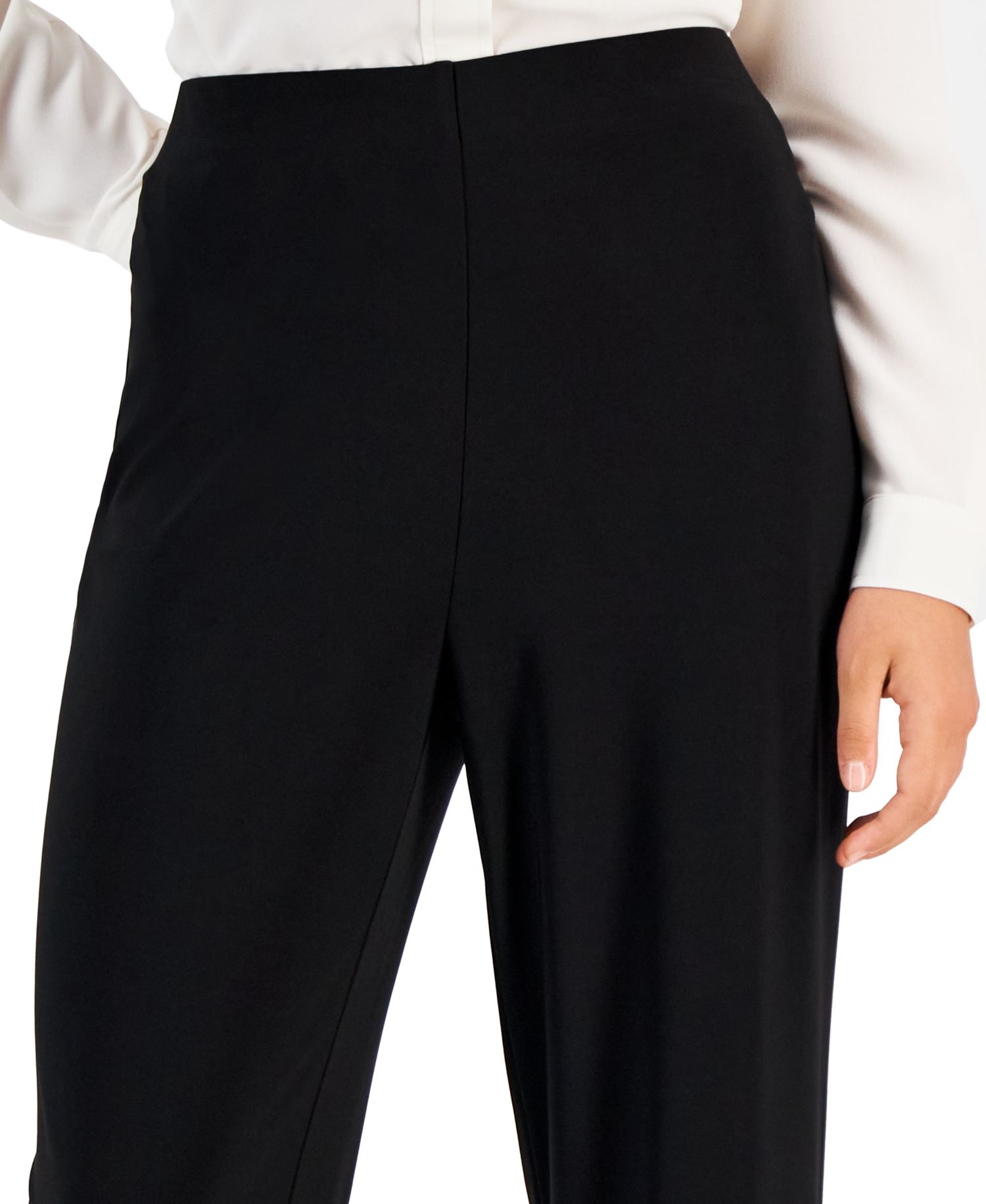 Women's Solid Interlock Twist Yarn Wide Leg Knit Pants