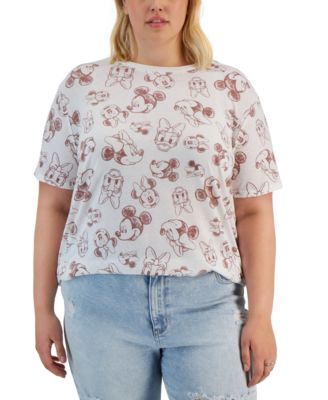 Disney - Trendy Plus Size Mickey Printed Crewneck T-Shirt