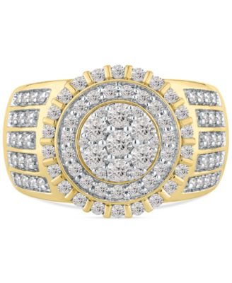 Men's Diamond Halo Cluster Ring (1-1/2 ct. t.w.) in 10k Gold