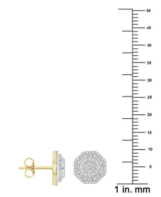 Men's Diamond Octagon Cluster Stud Earrings (1/4 ct. t.w.) in 10k Gold