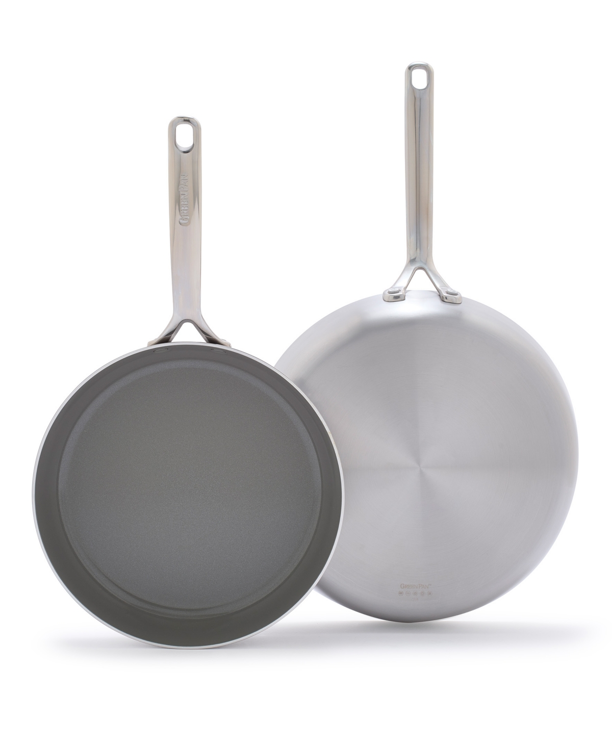 Greenpan Gp5 Stainless Steel Healthy Ceramic Nonstick 2-piece Fry Pan Set, 10" And 12"