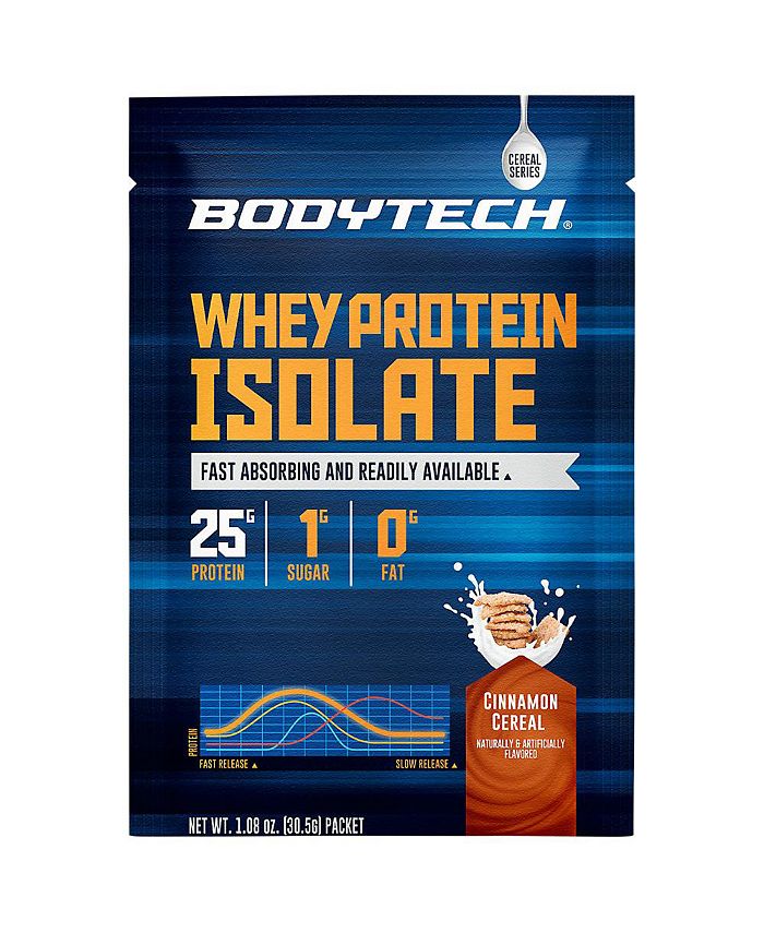 BodyTech Whey Protein Isolate Powder Cinnamon Cereal (Twelve 1.08 oz
