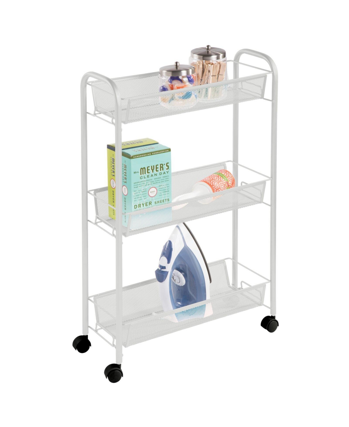 Portable Metal Rolling Laundry Utility Cart - Stone