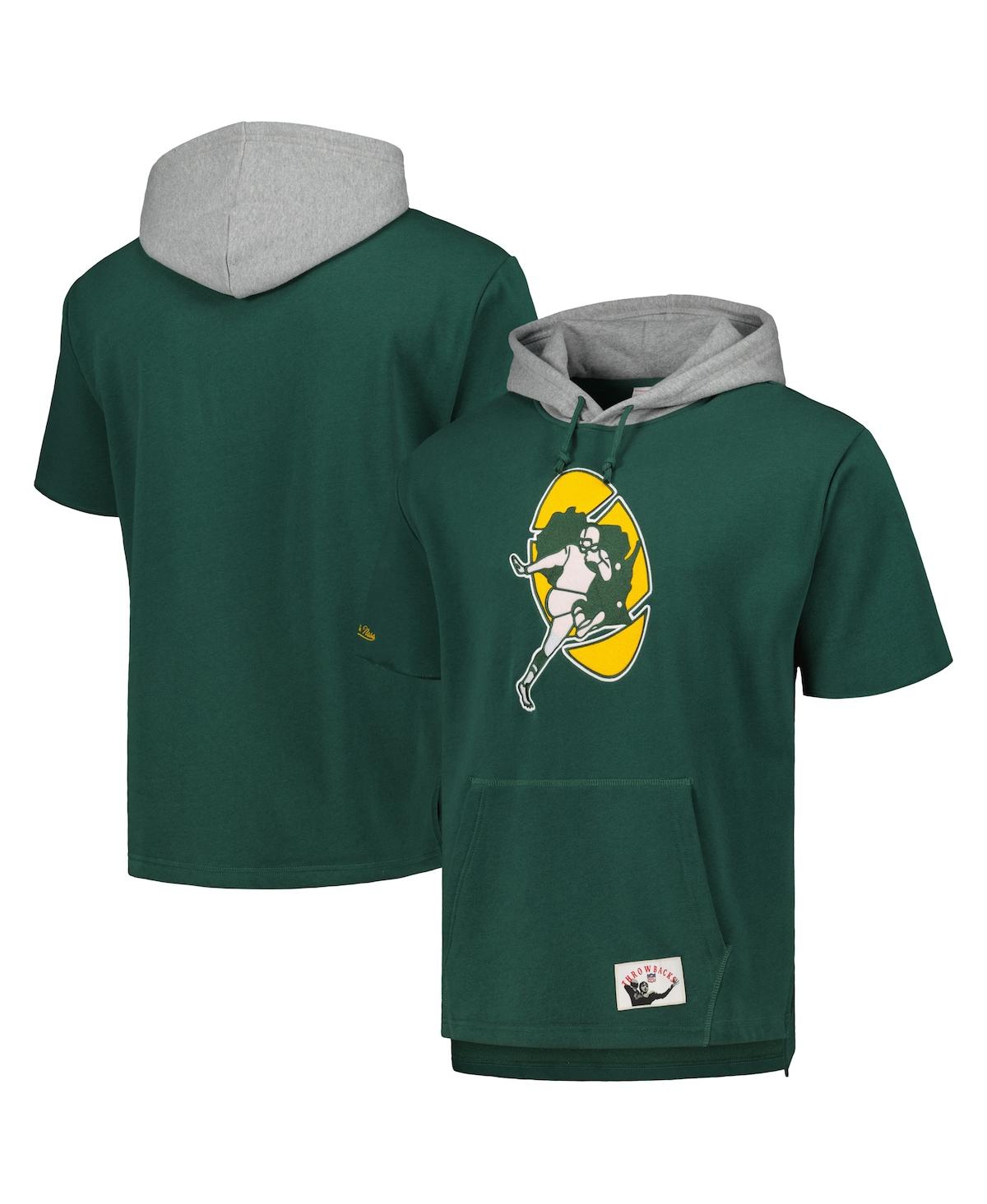 Mitchell & Ness Men's  Green Green Bay Packers Postgame Short Sleeve Hoodie