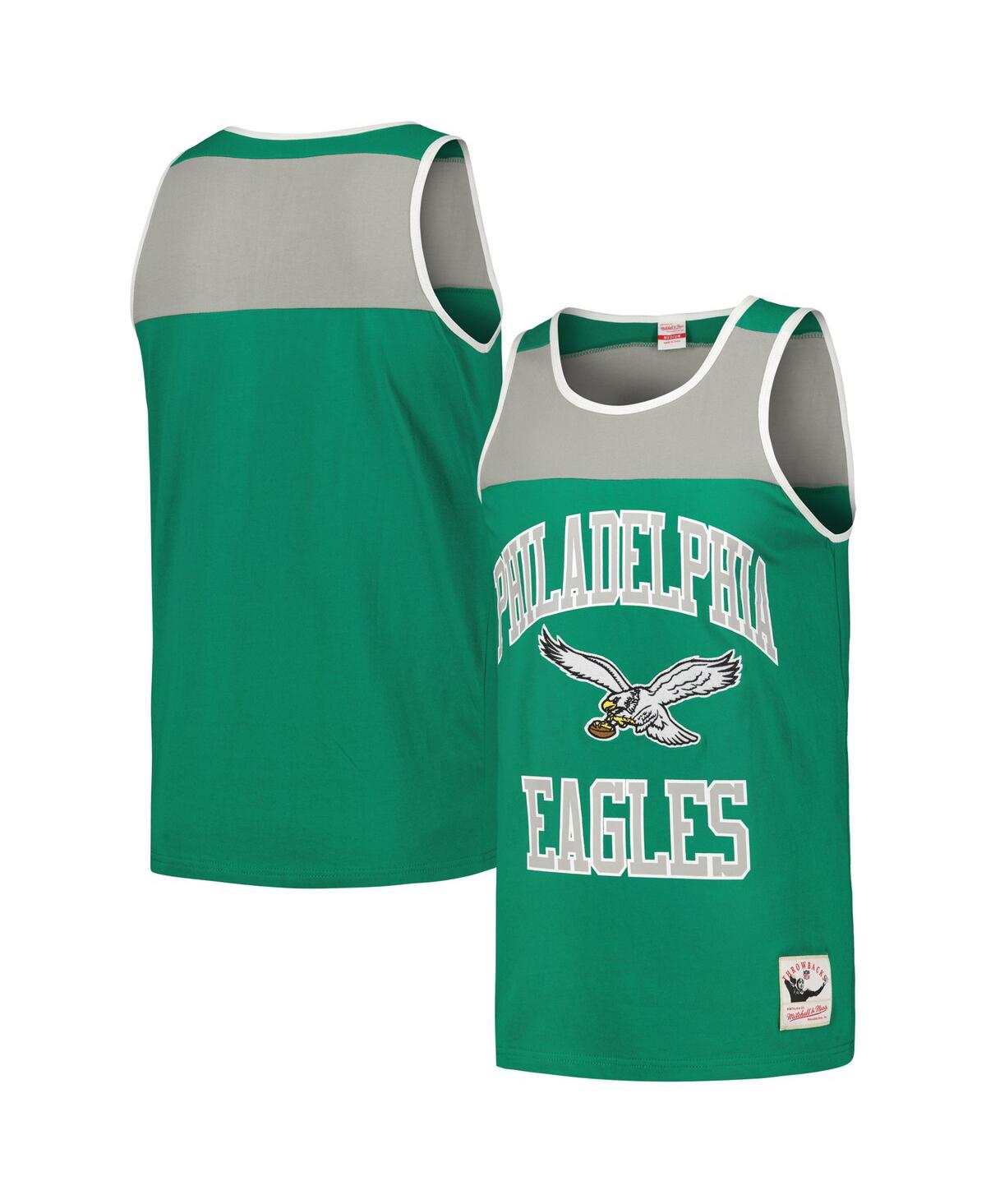 Men's Mitchell & Ness Kelly Green and Silver Philadelphia Eagles Heritage Colorblock Tank Top - Kelly Green, Silver