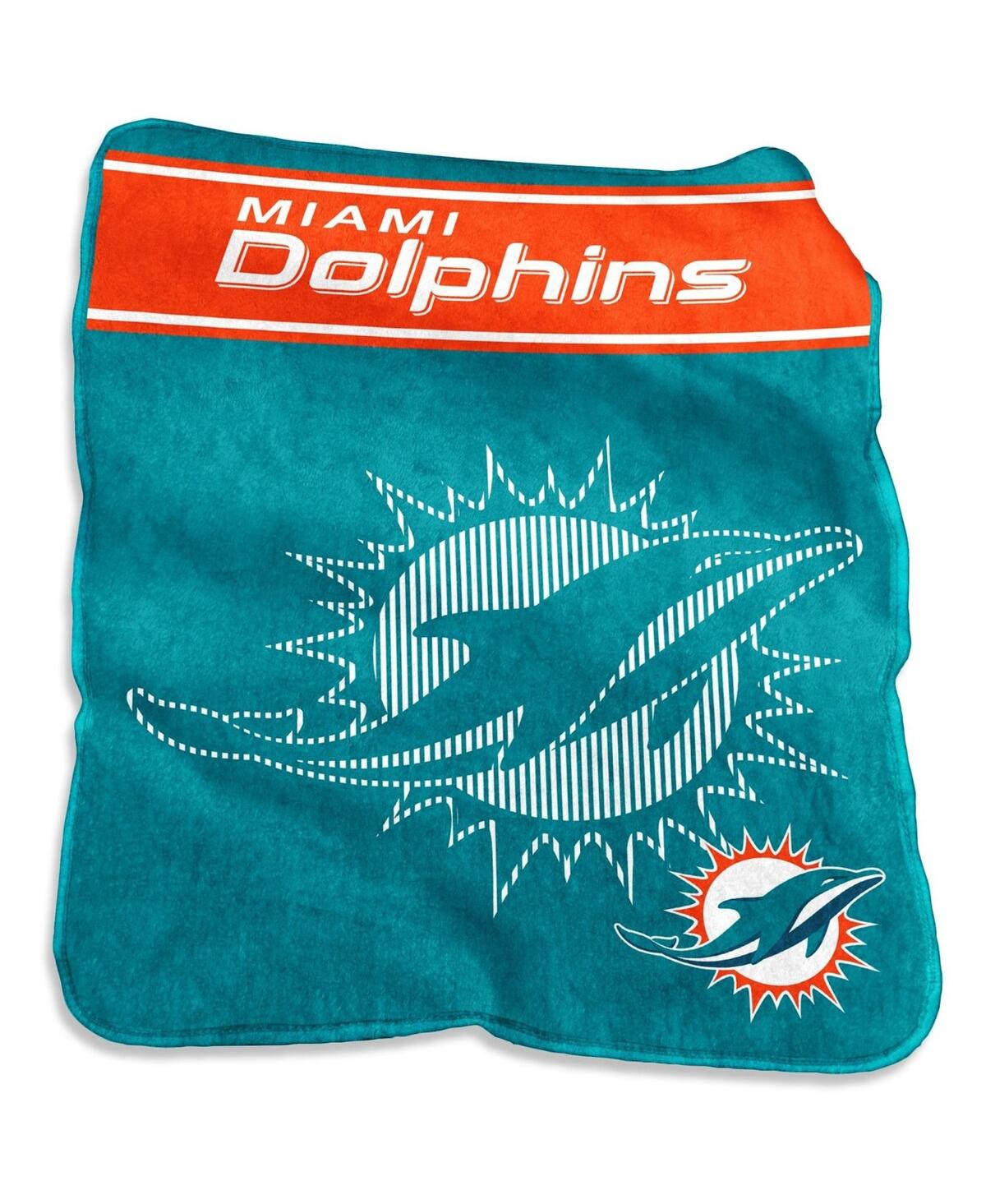 Logo Brands Miami Dolphins 60'' X 80'' Xl Raschel Plush Throw Blanket In Multi