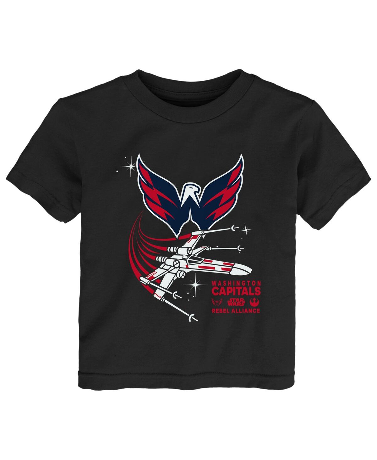 Outerstuff Babies' Toddler Boys And Girls Black Washington Capitals Star Wars Rebel Alliance T-shirt