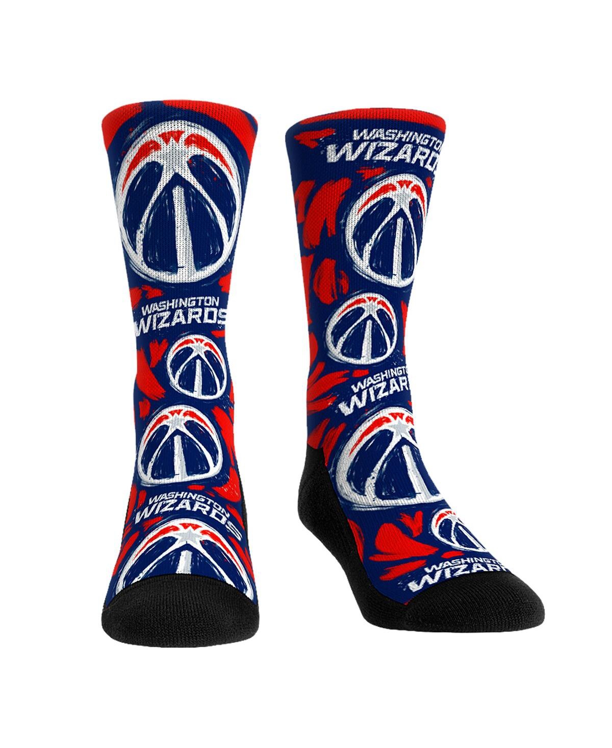 Shop Rock 'em Men's And Women's  Socks Washington Wizards Allover Logo And Paint Crew Socks In Multi