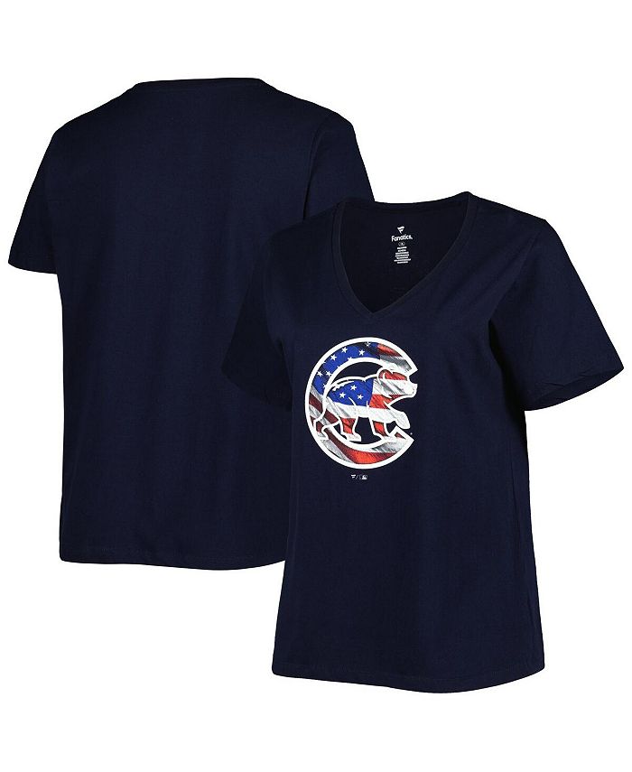 Profile Women's Navy Chicago Cubs Plus Size Americana V-Neck T-shirt -  Macy's