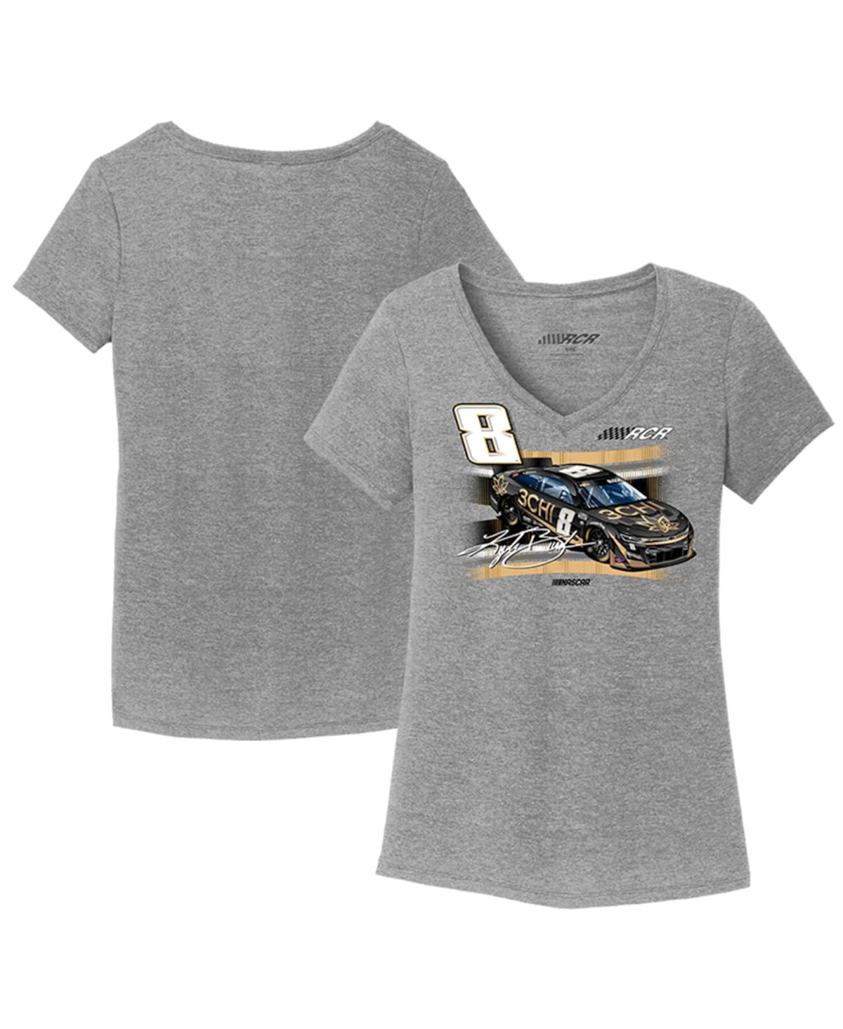 Women's Richard Childress Racing Team Collection Heather Gray Kyle Busch 3CHI Car Tri-Blend V-Neck T-shirt - Heather Gray