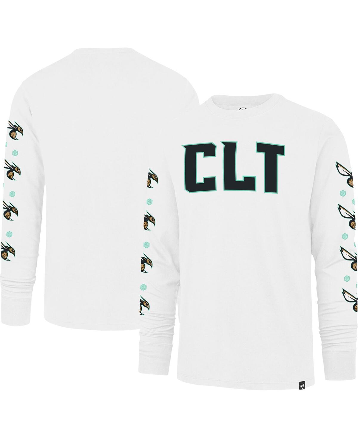 47 Brand Men's ' White Charlotte Hornets City Edition Downtown Franklin Long Sleeve T-shirt