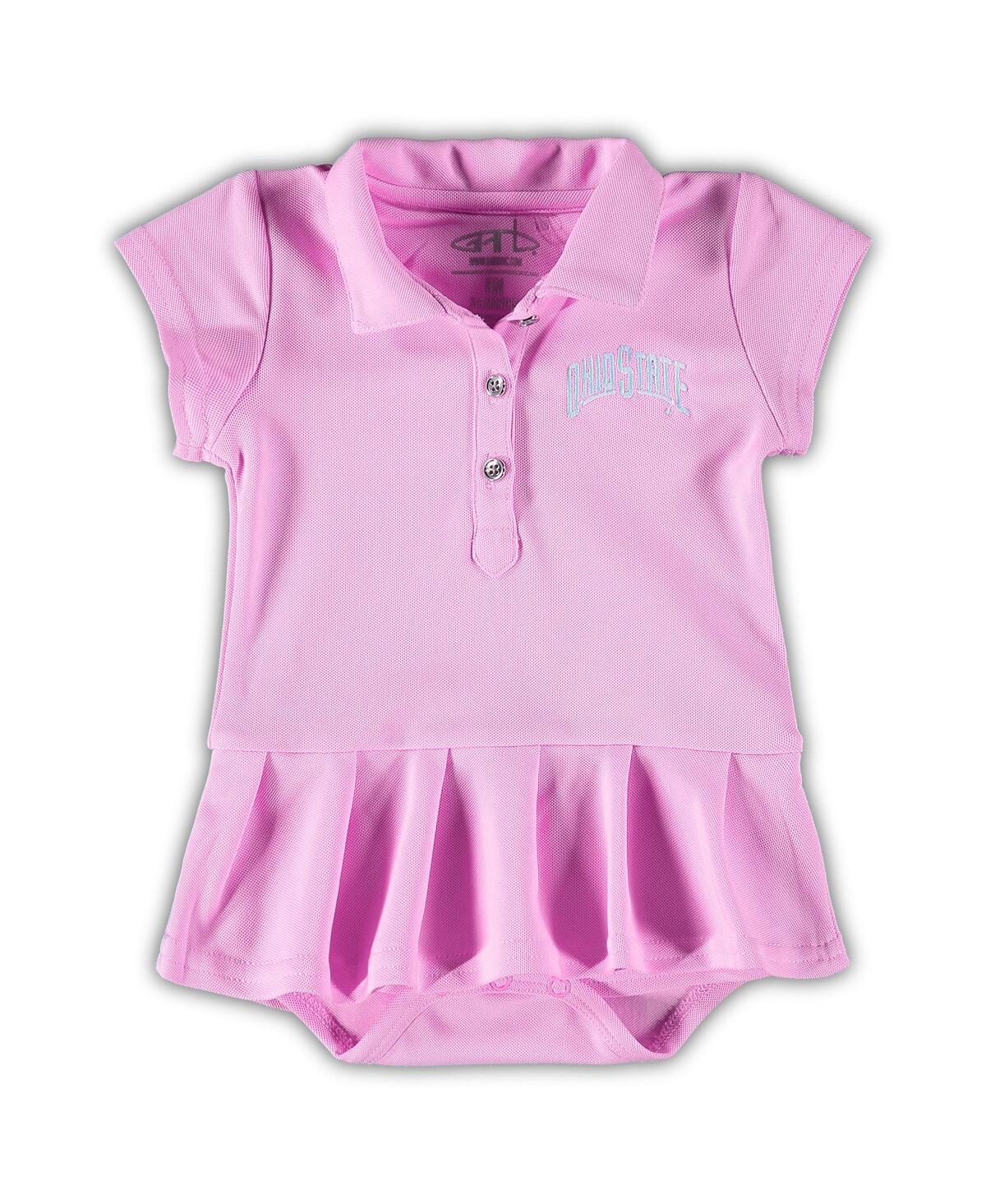 GARB GIRLS INFANT GARB PINK OHIO STATE BUCKEYES CAROLINE CAP SLEEVE POLO SHIRT BODYSUIT