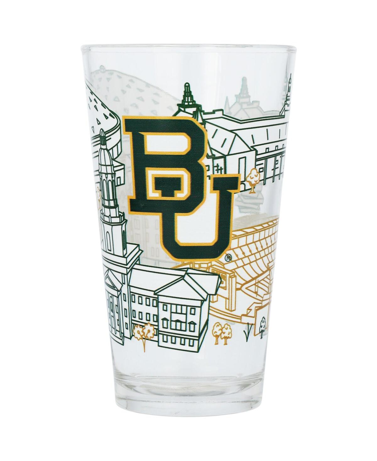 Indigo Falls Baylor Bears 16 oz Campus Line Art Pint Glass In Clear