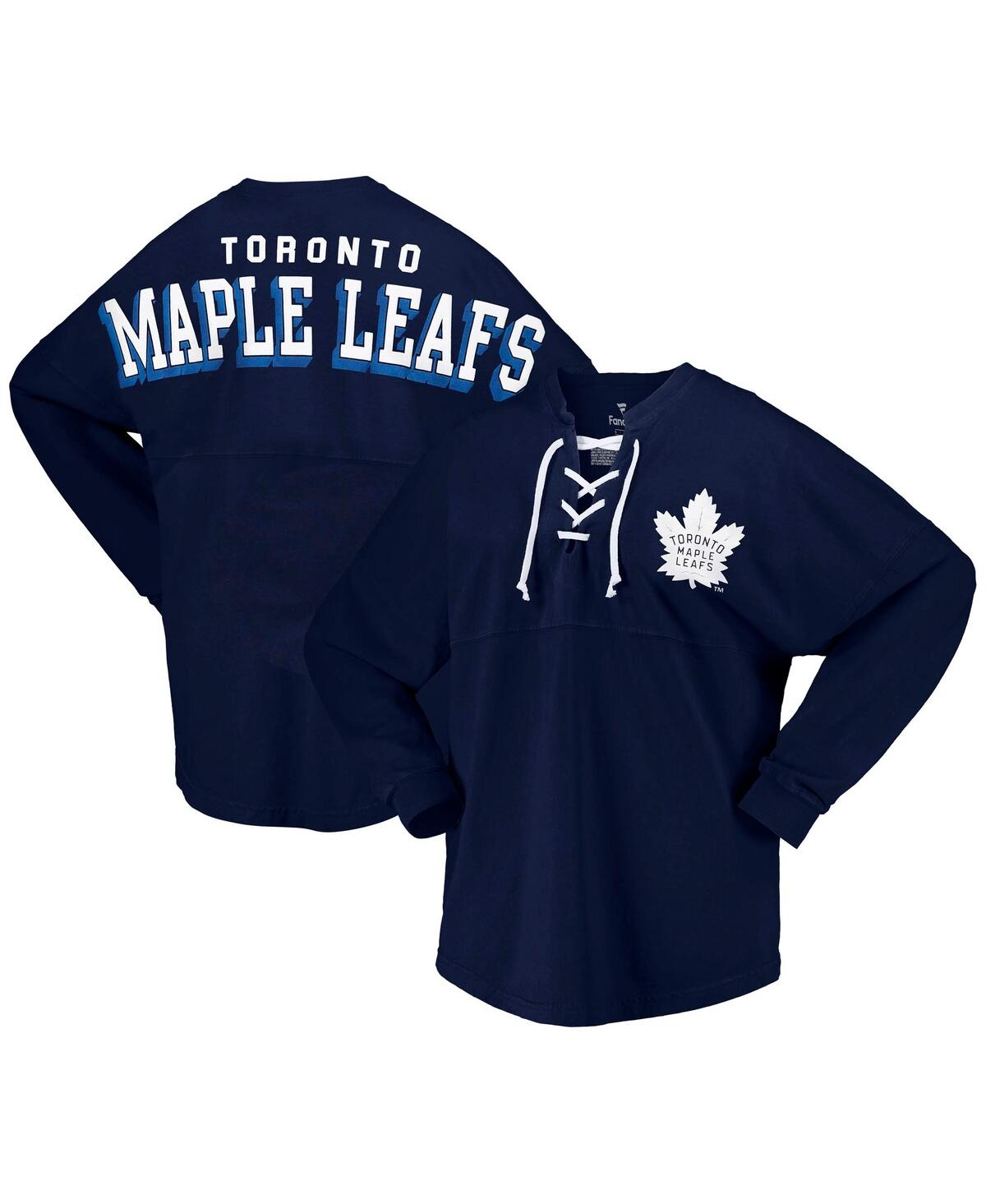 Fanatics Branded Navy Toronto Maple Leafs Spirit Lace-up V-neck Long Sleeve Jersey T-shirt In Navy
