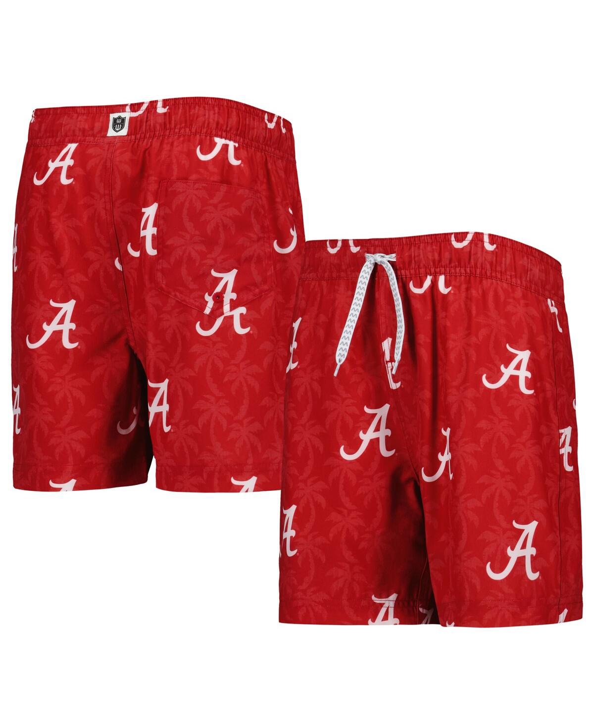 Shop Wes & Willy Big Boys  Crimson Alabama Crimson Tide Palm Tree Swim Shorts