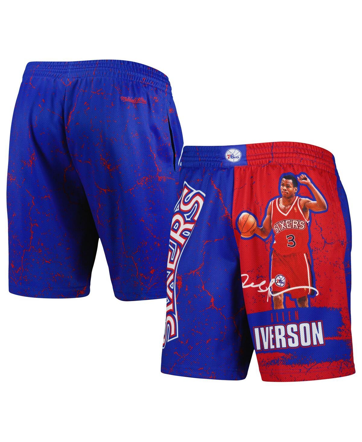 Mitchell & Ness Men's  Allen Iverson Royal Philadelphia 76ers Hardwood Classics Player Burst Shorts In Royal